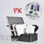KeyEntre 6 Port USB Charging Station Multi Device USB Charging Dock Station HUB Desktop Charger Stand Organizer Compatible for iPhone ipad Airpods pro iwatch Kindle Tablet Multiple Devices, Black