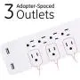 GE, White, Strip Surge Protector Charger, 7 Outlets, 2 USB Ports, Fast Charge, Flat Plug, Long Power Cord, 6 Feet, Wall Mount, Warranty, 36363, 6 Ft