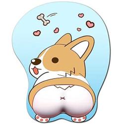 Moptmos 3D Mouse Pad Ergonomic Mouse Pad with Gel Wrist Rest Support Anime Corgi Dog Mouse Pad for Computer, Laptop, Home & Office (Blue)