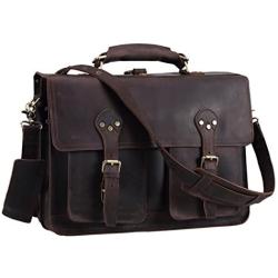 Polare 16 Full Grain Leather Briefcase Messenger Bag Laptop Satchel for Men