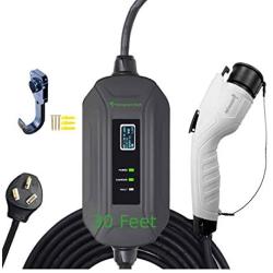 PRIMECOM Level 2 EV Charger 220/240V, 16A, 30ft & 50ft, Portable EVSE Electric Vehicle Charging Cable Compatible with Bolt Volt Leaf BMW i3 Fiat 500e Clarity NIRO Prius (30 Feet, 10-50P)