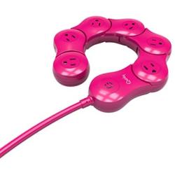 Quirky Pivot Power 2.0 - Flexible and Bendable 6 Outlet Surge Protector - Pink