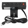 Desk Clamp Power Strip, Desktop Power Outlet Clamp Mount with 2 USB Ports, 4 AC Outlets, Mountable Desk Outlet Removable Power Plugs with 6.56ft Cord (4AC2USB-Black)