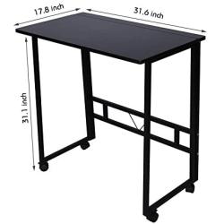 Folding Writing Table Rolling Laptop Notebook Computer Desk with Wheels Poarmeey(Black)