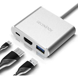 USB C Adapter Type C Multiport hub with 4K HD Output, 1 USB 3.0 Port and 1 USB c Fast Charging Port, Compatible with MacBook, Chromebook Pixel, XPS, Galaxy