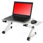 Desk York Portable Aluminum Laptop Stand - Best Gift for Friend-Men-Women-Student - Recliner/Bed Lap Tray - Table for Computer-2 Built in Cooling Fans-Mouse Pad and USB Cord {Silver}