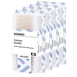 Amazon Brand - Solimo Cotton Swabs, 500ct (Pack of 4)