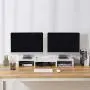 Superjare Dual Monitor Stand Riser, Adjustable Length and Angle Multi Screen Stand, Desktop Stand Storage Organizer for Laptop Computer/TV/PC/Printer- White