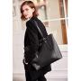 Valentines Day BOSTANTEN Women Briefcase Leather Laptop Tote Handbags 15.6 inch Computer Shoulder Bags Black