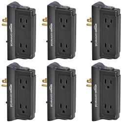 AmazonCommercial Black, 6-Pack Mounted Wall Adapter Tap Surge Protector