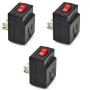 BindmMaster 3 Prong Grounded Single Port Power Adapter with Red Light Indicator On/Off Switch to be Energy Saving, Black (3 Pack)