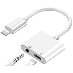 (Apple MFi Certified) Headphone Splitter Lightning to 3.5mm Jack Adapter 2 in 1 Charger Accessories Cables & Audio Connector Earphone Splitter Adaptor Compatible for iPhone Xs/XR/ 8/8 P/X / 7& All iOS