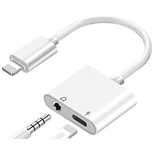(Apple MFi Certified) Headphone Splitter Lightning to 3.5mm Jack Adapter 2 in 1 Charger Accessories Cables & Audio Connector Earphone Splitter Adaptor Compatible for iPhone Xs/XR/ 8/8 P/X / 7& All iOS