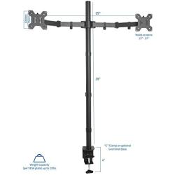 VIVO Dual Monitor Stand Up Desk Mount Extra Tall 39 inch Pole, Fully Adjustable Stand for up to 27 inch Screens, STAND-V012