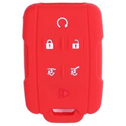 2Pcs WERFDSR Sillicone key fob Skin key Cover Remote Case Protector Shell for 2015 2016 Chevrolet Suburban Tahoe GMC Yukon Smart Remote red blue