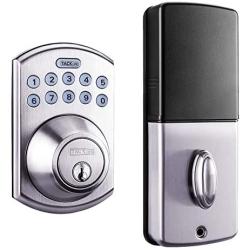 Tacklife Keypad Electronic Deadbolt Door Lock, Keyless Entry Door Lock with 1-Touch Motorized Auto-Locking, Easy to Install for Locker, Office & Home, Satin Nickel-EKPL1A