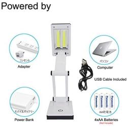 [New Version] TOMOL Super Bright COB LED Portable Desk Lamp Travel Lamp :Foldable, Touch Sensitive Control, 3 Adjustable Brightness Levels, Battery and USB Powered
