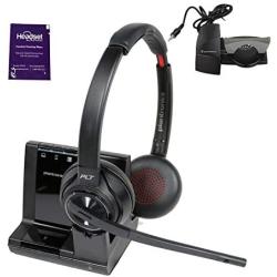 Plantronics Savi 8220 Wireless Headset System Bundle with Lifter and Headset Advisor Wipe- Productivity Package