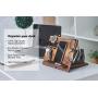 TESLYAR Natural Walnut Wood Phone Docking Station Hooks Key Holder Wallet Stand Watch Organizer Men Gift Husband Anniversary Birthday Nightstand Purse Father Graduation Male Travel Idea Gadgets Solid