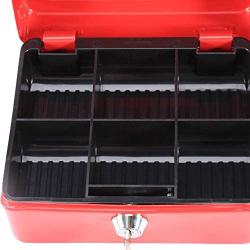 Oumij Cash Box with Combination Lock Safe Metal Money Box for Security Lock Box Digital Safe-Electronic Steel for Home, Business or Travel(Red)