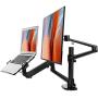 viozon Monitor and Laptop Mount, 2-in-1 Adjustable Dual Monitor Arm Desk Stand, Single Gas Spring Arm with Laptop Tray for 12-17'' Laptop. Single Arm Stand/Holder for 17-32'' Computer Monitor(3L-Pro-b)