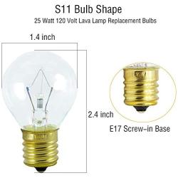 Lava Lamp Bulb 25 Watt, 6 Packs The Lava Original Replacement Bulb for 14.5-Inch/20-Ounce Lava Lamp, E17 Base 120 Volt Lava Lamp Replacement Bulbs, S11 Bulb - Dimmable - High Temp Resist - Warm White