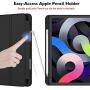 iMieet iPad Air 4th Generation Case 2020, iPad 10.9 Inch Case 2020 with Pencil Holder [Support Touch ID and iPad 2nd Pencil Charging/Pair], Trifold Stand Smart Case with Soft TPU Back (Black)