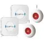 CallToU Wireless Caregiver Pager Smart Call System 2 SOS Call Buttons/Transmitters 2 Receivers Nurse Calling Alert Patient Help System for Home/Personal Attention Pager 500+Feet Plugin Receiver