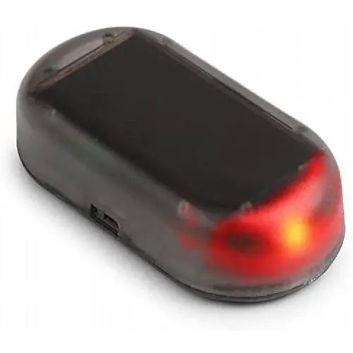 Solar Power Dummy Car Alarm Red LED Light Simulate Imitation Security System Warning Anti-Theft Flash Blinking Lamp