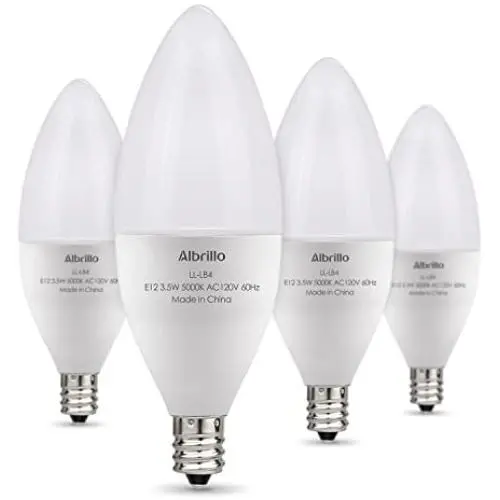 Albrillo E12 LED Candelabra Light Bulbs, LED Bulbs Daylight, LED Ceiling Fan Light Bulbs, 40 Watt Equivalent, Candelabra Base, Chandelier Light Bulbs, Non-Dimmable, 4 Pack