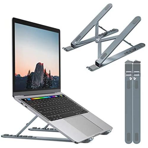 Nulaxy Laptop Stand, Portable Computer Laptop Mount, Aluminum Laptop Riser with 6 Levels Height Adjustment, Fully Collapsible, Supports up to 44lbs (A-Space Gray)