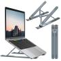 Nulaxy Laptop Stand, Portable Computer Laptop Mount, Aluminum Laptop Riser with 6 Levels Height Adjustment, Fully Collapsible, Supports up to 44lbs (A-Space Gray)