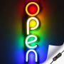 Vertical LED Neon Open Sign for Business - Bright LED Open Sign with ON & Off Switch - Lightweight & Energy Efficient - Red-Yellow-Green-Blue