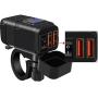 Motorcycle Charger SAE to USB Car Charger Adapter with Voltmeter, Dual USB Super Fast Charger,Auto Splitter Fast Charging for Smart Phone Tablet GPS Compatible with iPhone & Android (Blue Light)