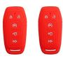 BAR Autotech Remote Key Silicone Rubber Keyless Entry Shell Case Fob and Key Skin Cover fit for Ford F150 F450 Mustang Fusion Lincoln MKZ MKC (1 Pair) (Red)