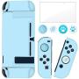 BRHE Dockable Switch Protective Case Cover for Nintendo Switch Joy-Con Controllers with Glass Screen Protector, Anti-Scratch Shock-Absorption Grip Cover - Blue
