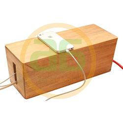 Deal for The Day - abhandicrafts 13x5 Inches Wooden Magnetic Cable Organizer, Desktop Cord Management Box, Large Storage Holder for Desk, TV, Computer, USB Hub, Cover and Hide Power Strips & Cords