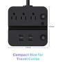 Power Strip with USB, iClever USB Charging Station with 3 Outlet 4 USB Ports, 10A 5ft Extension Cord, Dual Switch Control, Overload Protection, Phone Tablet Stand for Home, Office and Hotel - Black