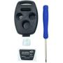 Key Fob Shell Case Fit for 4 Buttons Honda Accord Civic EX Pilot Keyless Entry Remote Car Key Housing Replacement with Free Screwdriver (Casing Only Without Blade) (Black)