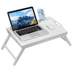 Rossie Home Media Bed Tray with Phone Holder - Fits up to 17.3 Inch Laptops and Most Tablets - Soft White - Style No. 78104