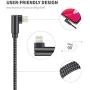 90 Degree Right Angle iPhone Charger MFI Certified Cable Lightning Cable 3Pack 10ft Metal Nylon Braided Cord iPhone 12/11/ Pro/Max/X/XS/XR/XS Max/ 8/ Plus/7/7 Plus/6/6S-Grey