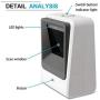 Handsfree 2D 1D Barcode Scanner,Alacrity QR Omnidirectional Desktop Bar Code Reader Scanner, Capture Barcodes from Mobile Phone Screen, White