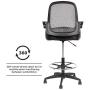 Drafting Chair Tall Office Chair Standing Desk Chair Mesh Computer Chair Adjustable Height with Lumbar Support Flip Up Arms Swivel Rolling Executive Chair,Black