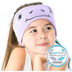 CozyPhones Kids Headphones for Girls Volume Limited with Thin Speakers & Super Soft Stretchy Headband - Perfect Toddlers & Children’s Earphones for Home, School & Travel - Purple Froggy