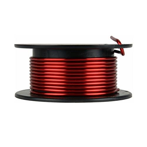 TEMCo 10 AWG Copper Magnet Wire - 4 oz 8 ft 155°C Magnetic Coil Red