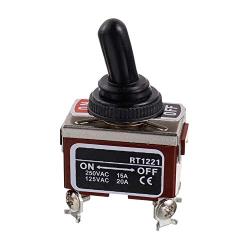BOJACK RT1221 Toggle Switch 125V 20A 250V 15A DPST ON - Off 4 Terminal pin Rocker Switch with Metal Waterproof Cap (Pack of 2 pcs)