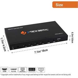 J-Tech Digital HDMI Multi-Viewer Quad 4x1 Seamless Switch 1080p Switcher w/5 Display Modes & VGA Loop Out [JTECH-MV41V]