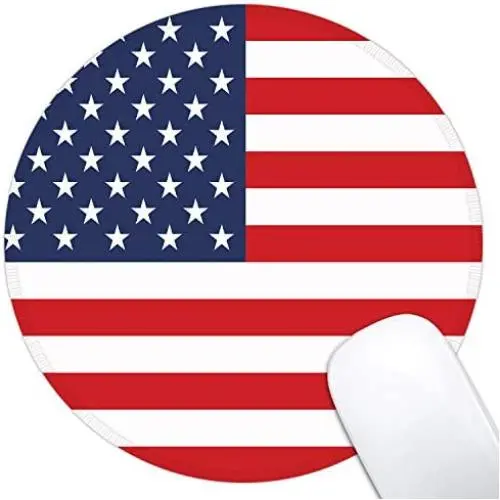 Dynippy Mouse Pad Gaming Mouse Pads Non-Slip Rubber Base Mousepad with Stitched Edge Round Mouse Mat for Desktops Computer Laptops （ American Flag ）