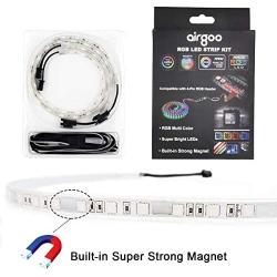 PC RGB LED Strip Light, White Silicone Housing Magnetic PC Case Lighting, 2PCS Strips 42LEDs for 12V 4-Pin RGB LED Header, for ASUS Aura RGB, MSI Mystic Light, ASROCK Aura RGB, Gigabyte RGB Funsion