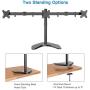 HUANUO Triple Monitor Stand - Free Standing Fully Adjustable Monitor Desk Mount - Tilts, Swivels, Rotates - Fits 3 LCD LED OLED Screens 13-24 Inches in Size, Each Arm Holds up to 22lbs